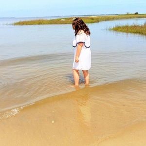 Off the shoulder white dress